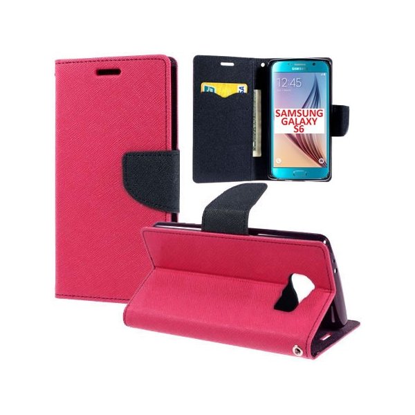 CUSTODIA FLIP ORIZZONTALE per SAMSUNG SM-G920 GALAXY S6 CON STAND, INTERNO IN TPU E TASCHE PORTA CARTE COLORE FUCSIA CUSTODIA FLIP ORIZZONTALE per SAMSUNG SM-G920 GALAXY S6 CON STAND, INTERNO IN TPU E TASCHE PORTA CARTE COLORE FUCSIA