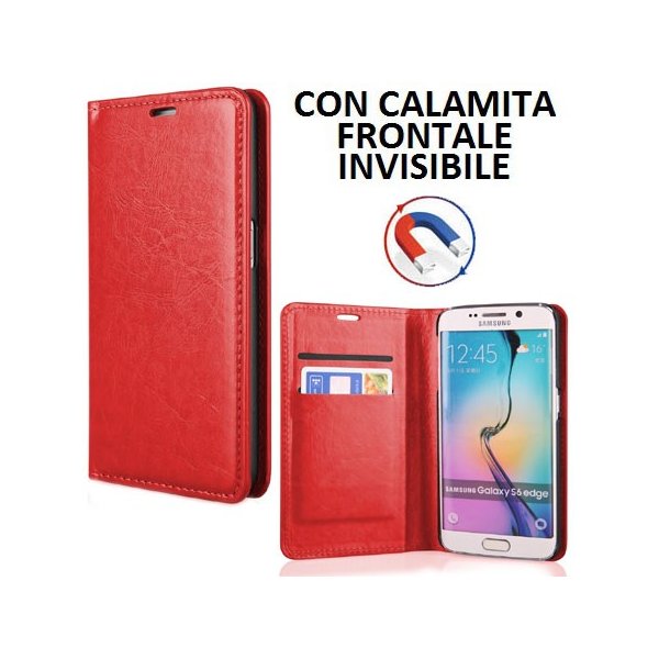 CUSTODIA FLIP ORIZZONTALE SIMILPELLE per SAMSUNG SM-G925 GALAXY S6 EDGE CON CHIUSURA MAGNETICA INVISIBILE COLORE ROSSO CUSTODIA FLIP ORIZZONTALE SIMILPELLE per SAMSUNG SM-G925 GALAXY S6 EDGE CON CHIUSURA MAGNETICA INVISIBILE COLORE ROSSO