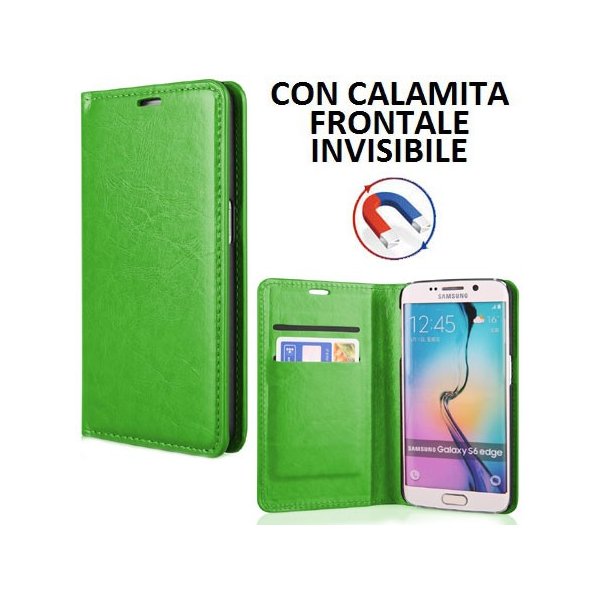 CUSTODIA FLIP ORIZZONTALE SIMILPELLE per SAMSUNG SM-G925 GALAXY S6 EDGE CON CHIUSURA MAGNETICA INVISIBILE COLORE VERDE CUSTODIA FLIP ORIZZONTALE SIMILPELLE per SAMSUNG SM-G925 GALAXY S6 EDGE CON CHIUSURA MAGNETICA INVISIBILE COLORE VERDE