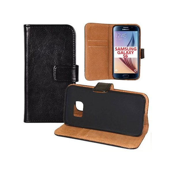 CUSTODIA FLIP ORIZZONTALE VERA PELLE per SAMSUNG SM-G920 GALAXY S6 CON INTERNO IN TPU SILICONE E STAND COLORE NERO CUSTODIA FLIP ORIZZONTALE VERA PELLE per SAMSUNG SM-G920 GALAXY S6 CON INTERNO IN TPU SILICONE E STAND COLORE NERO