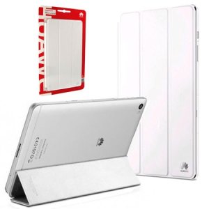CUSTODIA SMART COVER IN PELLE ORIGINALE per HUAWEI MEDIAPAD M2 8.0, 8" POLLICI COLORE BIANCO BLISTER