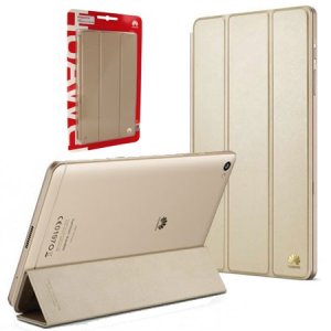 CUSTODIA SMART COVER IN PELLE ORIGINALE per HUAWEI MEDIAPAD M2 8.0, 8" POLLICI COLORE ORO BLISTER