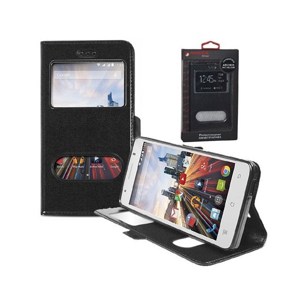 CUSTODIA FLIP ORIZZONTALE PELLE per ARCHOS 50C HELIUM CON INTERNO IN TPU E DOPPIA FINESTRA ID COLORE NERO ALTA QUALITA' MOCCA CUSTODIA FLIP ORIZZONTALE PELLE per ARCHOS 50C HELIUM CON INTERNO IN TPU E DOPPIA FINESTRA ID COLORE NERO ALTA QUALITA' MOCCA