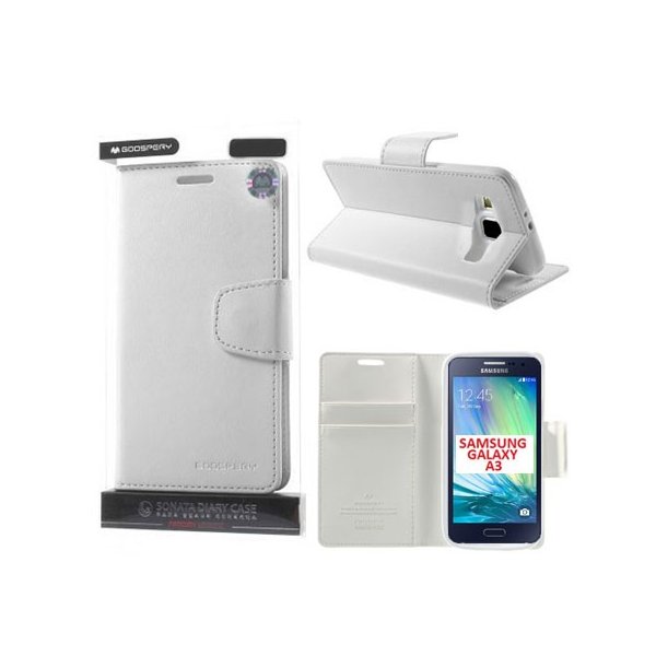 CUSTODIA FLIP ORIZZONTALE PELLE per SAMSUNG SM-A300 GALAXY A3 (NO VERSIONE 2016) CON INTERNO IN TPU E STAND BIANCO MERCURY CUSTODIA FLIP ORIZZONTALE PELLE per SAMSUNG SM-A300 GALAXY A3 (NO VERSIONE 2016) CON INTERNO IN TPU E STAND BIANCO MERCURY