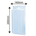 BLISTER IN PVC TRASPARENTE con FORO PER GANCIO DA ESPOSIZIONE DIMENSIONI INTERNE: Larg. 120 mm X Alt. 200 mm X Prof. 40 mm BLISTER IN PVC TRASPARENTE con FORO PER GANCIO DA ESPOSIZIONE DIMENSIONI INTERNE: Larg. 120 mm X Alt. 200 mm X Prof. 40 mm