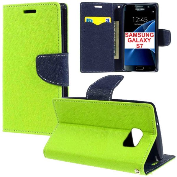 CUSTODIA FLIP ORIZZONTALE per SAMSUNG SM-G930 GALAXY S7 CON STAND, INTERNO IN TPU SILICONE E TASCHE PORTA CARTE COLORE VERDE CUSTODIA FLIP ORIZZONTALE per SAMSUNG SM-G930 GALAXY S7 CON STAND, INTERNO IN TPU SILICONE E TASCHE PORTA CARTE COLORE VERDE
