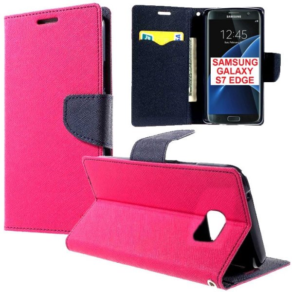 CUSTODIA FLIP ORIZZONTALE per SAMSUNG SM-G935 GALAXY S7 EDGE CON STAND, INTERNO IN TPU E TASCHE PORTA CARTE COLORE FUCSIA CUSTODIA FLIP ORIZZONTALE per SAMSUNG SM-G935 GALAXY S7 EDGE CON STAND, INTERNO IN TPU E TASCHE PORTA CARTE COLORE FUCSIA