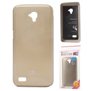 CUSTODIA GEL TPU SILICONE per HUAWEI Y5, Y560 COLORE ORO LUCIDO CON GLITTER ALTA QUALITA' MERCURY BLISTER