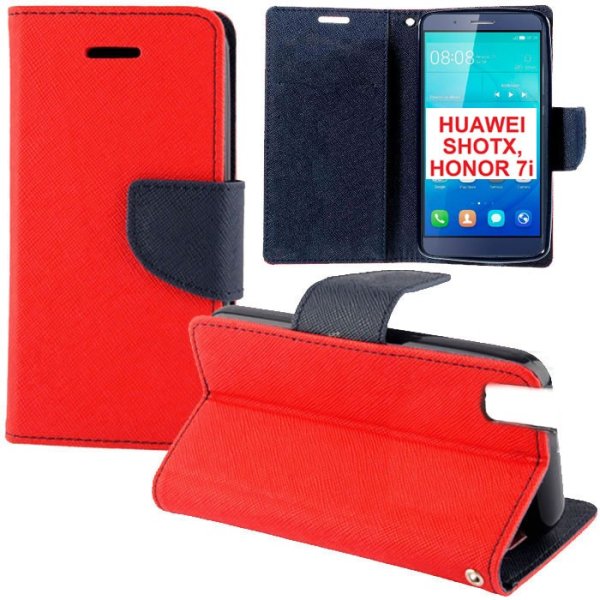 CUSTODIA FLIP ORIZZONTALE per HUAWEI SHOT X, HONOR 7i CON INTERNO IN TPU, STAND, PORTA CARTE E CHIUSURA MAGNETICA COLORE ROSSO CUSTODIA FLIP ORIZZONTALE per HUAWEI SHOT X, HONOR 7i CON INTERNO IN TPU, STAND, PORTA CARTE E CHIUSURA MAGNETICA COLORE ROSSO