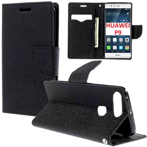 CUSTODIA FLIP ORIZZONTALE per HUAWEI P9 CON INTERNO IN TPU SILICONE, STAND, PORTA CARTE E CHIUSURA MAGNETICA COLORE NERO CUSTODIA FLIP ORIZZONTALE per HUAWEI P9 CON INTERNO IN TPU SILICONE, STAND, PORTA CARTE E CHIUSURA MAGNETICA COLORE NERO