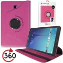 CUSTODIA BOOK ORIZZONTALE PELLE GIREVOLE per SAMSUNG GALAXY TAB A 9.7, SM-T550 CON STAND COLORE ROSA ALTA QUALITA' MOCCA