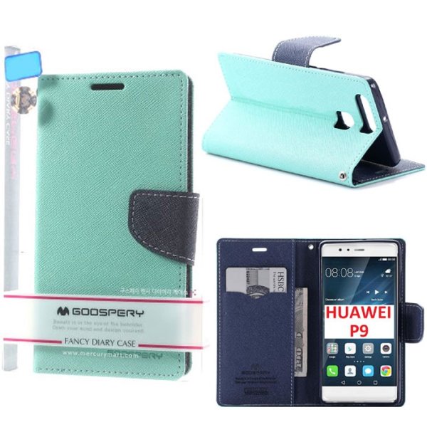 CUSTODIA FLIP ORIZZONTALE per HUAWEI P9 CON STAND, INTERNO IN TPU, CHIUSURA MAGNETICA E PORTA CARTE VERDE ACQUA ALTA QUALITA' CUSTODIA FLIP ORIZZONTALE per HUAWEI P9 CON STAND, INTERNO IN TPU, CHIUSURA MAGNETICA E PORTA CARTE VERDE ACQUA ALTA QUALITA'