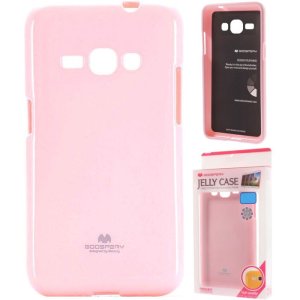CUSTODIA GEL TPU SILICONE per SAMSUNG SM-J120 GALAXY J1 (2016) COLORE ROSA LUCIDO CON GLITTER ALTA QUALITA' MERCURY BLISTER