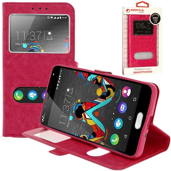 CUSTODIA FLIP ORIZZONTALE PELLE per WIKO U FEEL LITE 4G CON INTERNO IN TPU E DOPPIA FINESTRA ID COLORE ROSA ALTA QUALITA' CUSTODIA FLIP ORIZZONTALE PELLE per WIKO U FEEL LITE 4G CON INTERNO IN TPU E DOPPIA FINESTRA ID COLORE ROSA ALTA QUALITA'