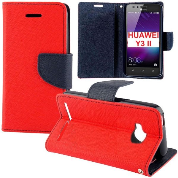 CUSTODIA per HUAWEI Y3 II, Y3 PRO, Y3 II PRO - FLIP ORIZZONTALE CON INTERNO IN TPU, STAND E CHIUSURA MAGNETICA COLORE ROSSO CUSTODIA per HUAWEI Y3 II, Y3 PRO, Y3 II PRO - FLIP ORIZZONTALE CON INTERNO IN TPU, STAND E CHIUSURA MAGNETICA COLORE ROSSO