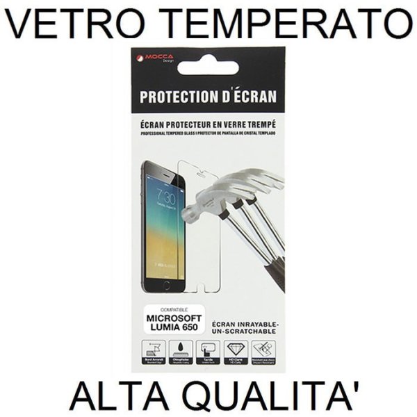 PELLICOLA PROTEGGI DISPLAY VETRO TEMPERATO 0,33mm per MICROSOFT LUMIA 650 ALTA QUALITA' MOCCA BLISTER PELLICOLA PROTEGGI DISPLAY VETRO TEMPERATO 0,33mm per MICROSOFT LUMIA 650 ALTA QUALITA' MOCCA BLISTER
