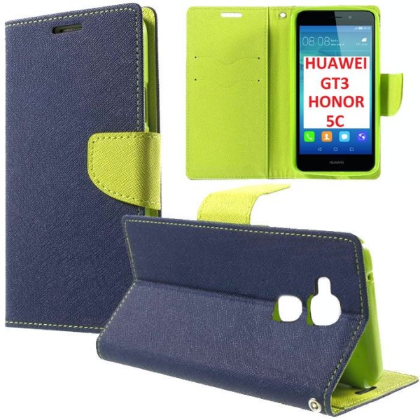 CUSTODIA FLIP ORIZZONTALE per HUAWEI GT3, HONOR 5C, HONOR 7 LITE CON INTERNO IN TPU SILICONE, STAND E PORTA CARTE COLORE BLU CUSTODIA FLIP ORIZZONTALE per HUAWEI GT3, HONOR 5C, HONOR 7 LITE CON INTERNO IN TPU SILICONE, STAND E PORTA CARTE COLORE BLU