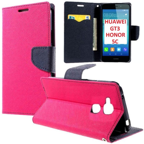 CUSTODIA FLIP ORIZZONTALE per HUAWEI GT3, HONOR 5C, HONOR 7 LITE CON INTERNO IN TPU SILICONE, STAND E PORTA CARTE COLORE FUCSIA CUSTODIA FLIP ORIZZONTALE per HUAWEI GT3, HONOR 5C, HONOR 7 LITE CON INTERNO IN TPU SILICONE, STAND E PORTA CARTE COLORE FUCSIA