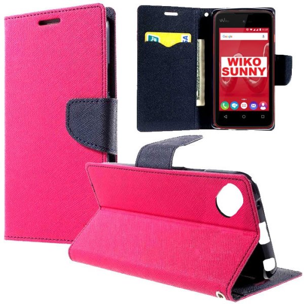 CUSTODIA FLIP ORIZZONTALE per WIKO SUNNY CON INTERNO IN TPU, STAND, TASCHE PORTA CARTE E CHIUSURA MAGNETICA COLORE FUCSIA CUSTODIA FLIP ORIZZONTALE per WIKO SUNNY CON INTERNO IN TPU, STAND, TASCHE PORTA CARTE E CHIUSURA MAGNETICA COLORE FUCSIA