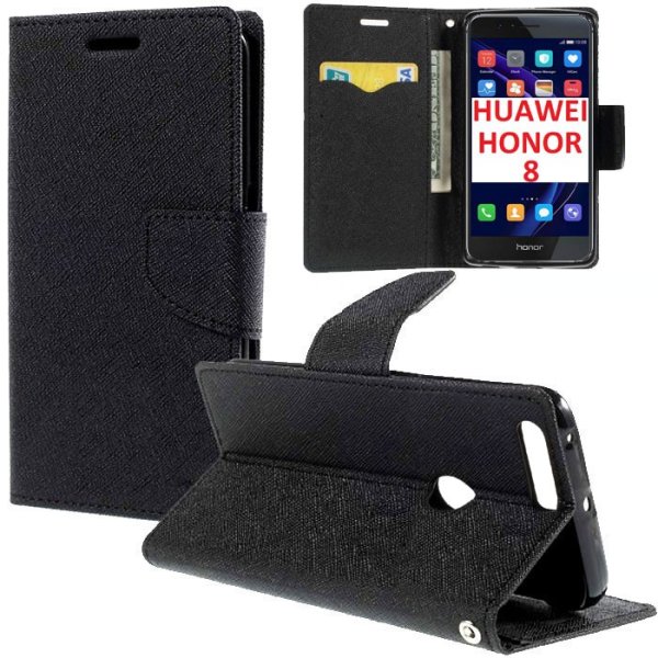 CUSTODIA FLIP ORIZZONTALE per HUAWEI HONOR 8 CON INTERNO IN TPU SILICONE, STAND, PORTA CARTE E CHIUSURA MAGNETICA COLORE NERO CUSTODIA FLIP ORIZZONTALE per HUAWEI HONOR 8 CON INTERNO IN TPU SILICONE, STAND, PORTA CARTE E CHIUSURA MAGNETICA COLORE NERO