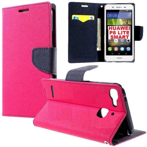 CUSTODIA FLIP ORIZZONTALE per HUAWEI P8 LITE SMART, GR3, ENJOY 5S CON INTERNO IN TPU SILICONE E STAND COLORE FUCSIA CUSTODIA FLIP ORIZZONTALE per HUAWEI P8 LITE SMART, GR3, ENJOY 5S CON INTERNO IN TPU SILICONE E STAND COLORE FUCSIA