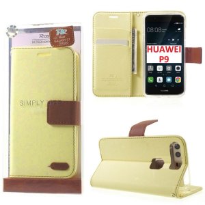 CUSTODIA FLIP ORIZZONTALE per HUAWEI P9 CON INTERNO IN TPU, STAND E CHIUSURA MAGNETICA COLORE AVORIO ALTA QUALITA' ROAR BLISTER