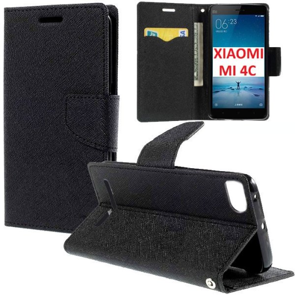 CUSTODIA FLIP ORIZZONTALE per XIAOMI MI 4C CON INTERNO IN TPU SILICONE, PORTA CARTE, STAND E CHIUSURA MAGNETICA COLORE NERO CUSTODIA FLIP ORIZZONTALE per XIAOMI MI 4C CON INTERNO IN TPU SILICONE, PORTA CARTE, STAND E CHIUSURA MAGNETICA COLORE NERO