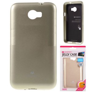 CUSTODIA GEL TPU SILICONE per HUAWEI Y5 II, Y6 II COMPACT COLORE ORO LUCIDO CON GLITTER ALTA QUALITA' MERCURY BLISTER
