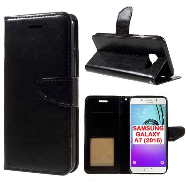 CUSTODIA FLIP ORIZZONTALE SIMILPELLE per SAMSUNG SM-A710 GALAXY A7 (2016) CON CHIUSURA MAGNETICA E INTERNO IN TPU NERO CUSTODIA FLIP ORIZZONTALE SIMILPELLE per SAMSUNG SM-A710 GALAXY A7 (2016) CON CHIUSURA MAGNETICA E INTERNO IN TPU NERO