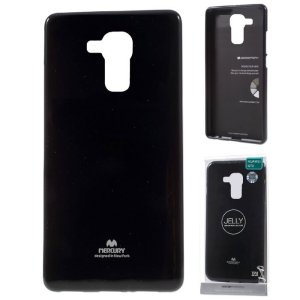 CUSTODIA GEL TPU SILICONE per HUAWEI GT3, HONOR 5C, HONOR 7 LITE COLORE NERO LUCIDO CON GLITTER ALTA QUALITA' MERCURY BLISTER