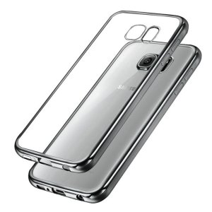 CUSTODIA GEL TPU SILICONE per SAMSUNG SM-G930 GALAXY S7 TRASPARENTE CON CORNICE COLORE NERO