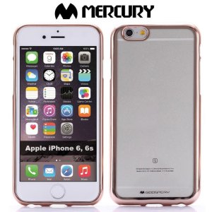CUSTODIA GEL TPU SILICONE per APPLE IPHONE 6, IPHONE 6s TRASPARENTE CON CORNICE COLORE ROSA ORO ALTA QUALITA' MERCURY BLISTER