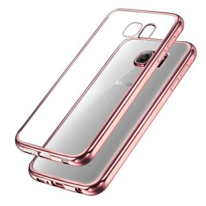CUSTODIA GEL TPU SILICONE per SAMSUNG SM-G930 GALAXY S7 TRASPARENTE CON CORNICE COLORE FUCSIA