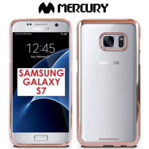CUSTODIA GEL TPU SILICONE per SAMSUNG SM-G930 GALAXY S7 TRASPARENTE CON CORNICE ROSA ORO ALTA QUALITA' MERCURY BLISTER