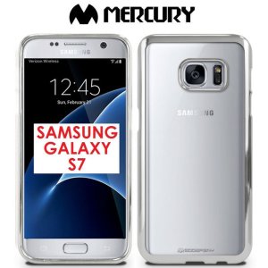 CUSTODIA GEL TPU SILICONE per SAMSUNG SM-G930 GALAXY S7 TRASPARENTE CON CORNICE COLORE SILVER ALTA QUALITA' MERCURY BLISTER