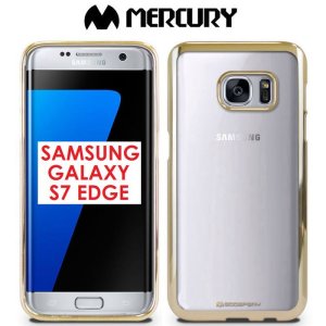 CUSTODIA GEL TPU SILICONE per SAMSUNG SM-G935 GALAXY S7 EDGE TRASPARENTE CON CORNICE ORO ALTA QUALITA' MERCURY