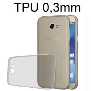 CUSTODIA per SAMSUNG SM-A320 GALAXY A3 (2017) IN GEL TPU SILICONE ULTRA SLIM 0,3mm COLORE NERO TRASPARENTE