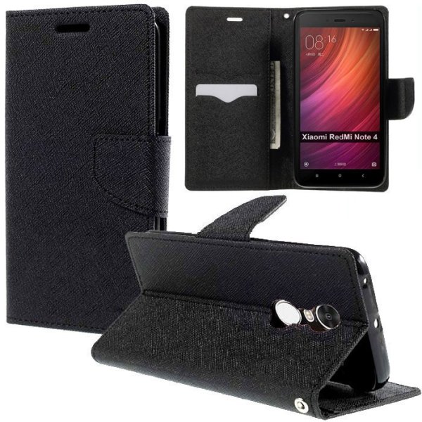 CUSTODIA per XIAOMI REDMI NOTE 4, REDMI NOTE 4X - FLIP ORIZZONTALE CON INTERNO IN TPU, STAND E CHIUSURA MAGNETICA COLORE NERO CUSTODIA per XIAOMI REDMI NOTE 4, REDMI NOTE 4X - FLIP ORIZZONTALE CON INTERNO IN TPU, STAND E CHIUSURA MAGNETICA COLORE NERO