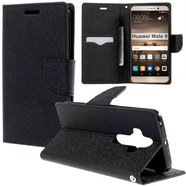 CUSTODIA per HUAWEI MATE 9 - FLIP ORIZZONTALE CON INTERNO IN TPU SILICONE, STAND E CHIUSURA MAGNETICA COLORE NERO CUSTODIA per HUAWEI MATE 9 - FLIP ORIZZONTALE CON INTERNO IN TPU SILICONE, STAND E CHIUSURA MAGNETICA COLORE NERO