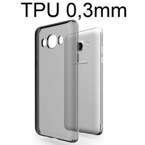 CUSTODIA per SAMSUNG SM-J510 GALAXY J5 (2016) IN GEL TPU SILICONE ULTRA SLIM 0,3mm COLORE NERO TRASPARENTE