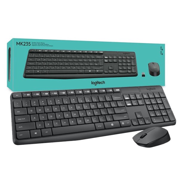 KIT TASTIERA + MOUSE WIRELESS MK235 COLORE NERO 920-007913 LOGITECH BLISTER