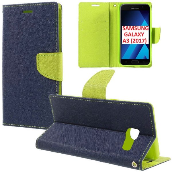 CUSTODIA per SAMSUNG SM-A320 GALAXY A3 (2017) - FLIP ORIZZONTALE CON STAND, INTERNO IN TPU SILICONE E PORTA CARTE COLORE BLU CUSTODIA per SAMSUNG SM-A320 GALAXY A3 (2017) - FLIP ORIZZONTALE CON STAND, INTERNO IN TPU SILICONE E PORTA CARTE COLORE BLU