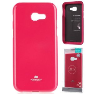 CUSTODIA per SAMSUNG SM-A320 GALAXY A3 (2017) IN GEL TPU SILICONE COLORE FUCSIA LUCIDO CON GLITTER ALTA QUALITA' MERCURY