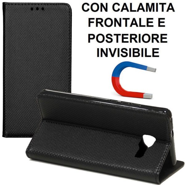 CUSTODIA per SAMSUNG SM-A720 GALAXY A7 2017 - FLIP ORIZZONTALE CON CHIUSURA MAGNETICA INVISIBILE ED INTERNO IN TPU COLORE NERO CUSTODIA per SAMSUNG SM-A720 GALAXY A7 2017 - FLIP ORIZZONTALE CON CHIUSURA MAGNETICA INVISIBILE ED INTERNO IN TPU COLORE NERO