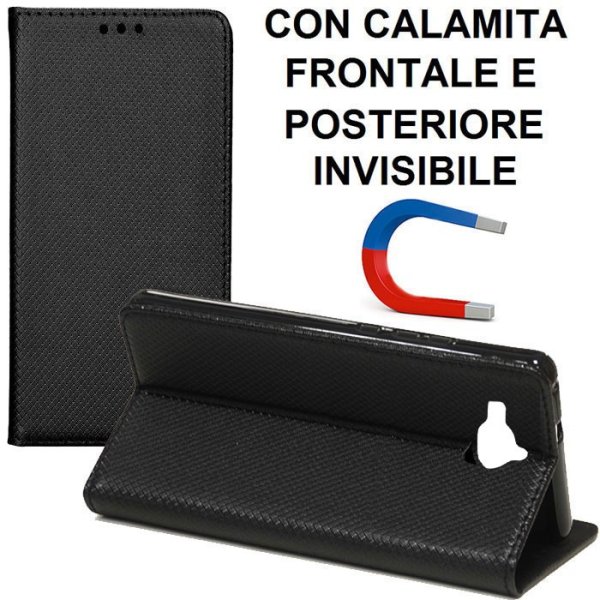 CUSTODIA per HUAWEI ENJOY 5, Y6 PRO, HONOR PLAY 5X - FLIP ORIZZONTALE con CHIUSURA MAGNETICA INVISIBILE ED INTERNO IN TPU NERO CUSTODIA per HUAWEI ENJOY 5, Y6 PRO, HONOR PLAY 5X - FLIP ORIZZONTALE con CHIUSURA MAGNETICA INVISIBILE ED INTERNO IN TPU NERO