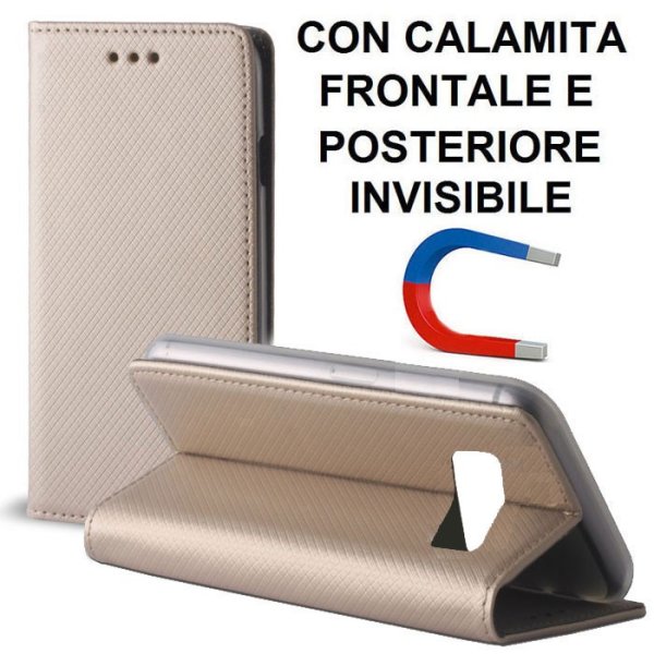 CUSTODIA per SAMSUNG SM-G955 GALAXY S8 PLUS - FLIP ORIZZONTALE CON CHIUSURA MAGNETICA INVISIBILE ED INTERNO IN TPU COLORE ORO CUSTODIA per SAMSUNG SM-G955 GALAXY S8 PLUS - FLIP ORIZZONTALE CON CHIUSURA MAGNETICA INVISIBILE ED INTERNO IN TPU COLORE ORO