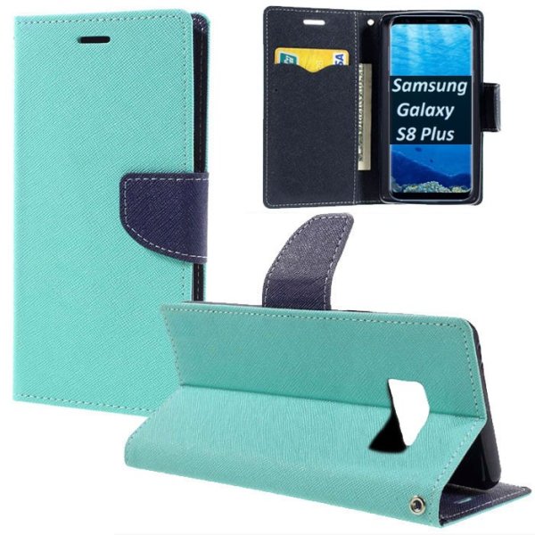CUSTODIA per SAMSUNG SM-G955 GALAXY S8 PLUS - FLIP ORIZZONTALE CON STAND, INTERNO IN TPU E PORTA CARTE COLORE VERDE ACQUA CUSTODIA per SAMSUNG SM-G955 GALAXY S8 PLUS - FLIP ORIZZONTALE CON STAND, INTERNO IN TPU E PORTA CARTE COLORE VERDE ACQUA