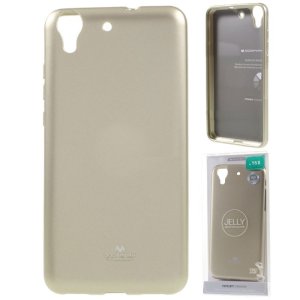 CUSTODIA per HUAWEI Y6 II, HONOR 5A IN GEL TPU SILICONE COLORE ORO LUCIDO CON GLITTER ALTA QUALITA' MERCURY BLISTER