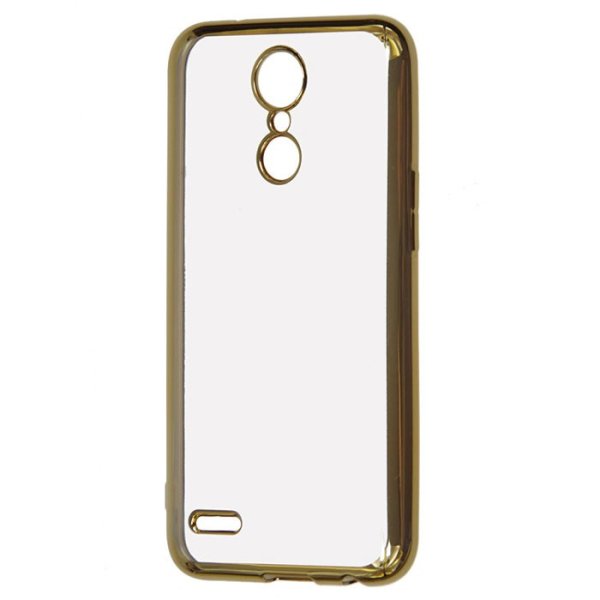 CUSTODIA per LG K10 (2017) IN GEL TPU SILICONE TRASPARENTE CON CORNICE COLORE ORO CUSTODIA per LG K10 (2017) IN GEL TPU SILICONE TRASPARENTE CON CORNICE COLORE ORO