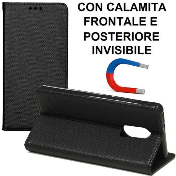 CUSTODIA per LG K8 (2017), X300, M200N - FLIP ORIZZONTALE con CHIUSURA MAGNETICA INVISIBILE E INTERNO IN TPU COLORE NERO CUSTODIA per LG K8 (2017), X300, M200N - FLIP ORIZZONTALE con CHIUSURA MAGNETICA INVISIBILE E INTERNO IN TPU COLORE NERO
